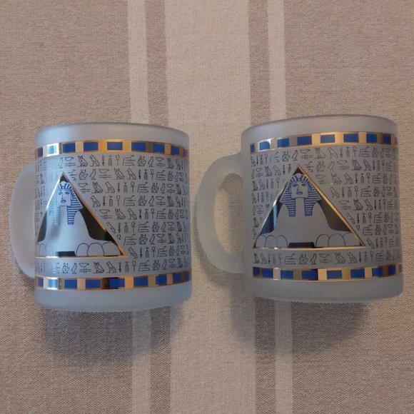 Busch Gardens Tampa FL Vintage Egypt King Tut Coffee Mug Glass Set of 2 - Picture 1 of 10